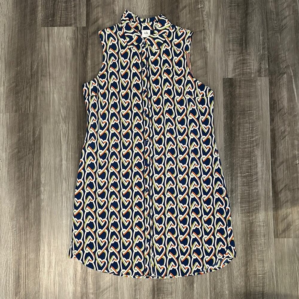 Cabi Hola Amour Sleeveless Full Button Heart Link Dress - Large